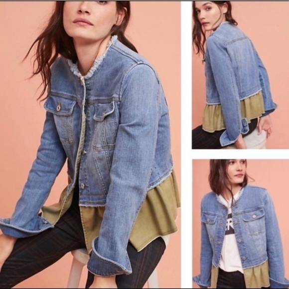 Pilcro and The Letterpress Denim Peplum Jacket size S - Picture 2 of 6